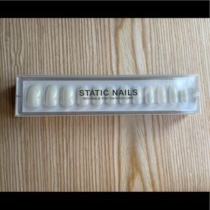 Static Nails White Coffin Glue On Nails